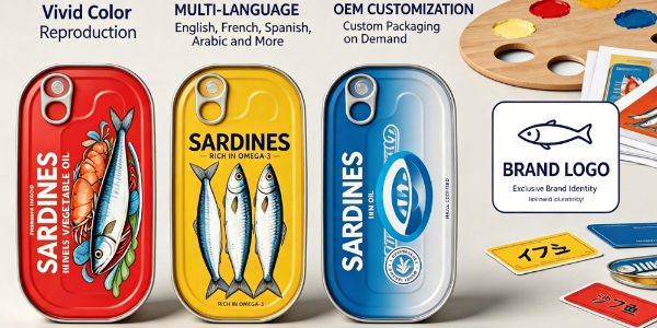 Full Color OEM Printing Oval Sardine Tin Cans Packaging Solu