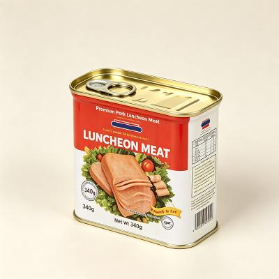 340# 340g Rectangular Tinplate Can with Easy Open End EOE Lid, Food-Grade Retort-Safe Metal Can for Corned Beef & Pork Luncheon Meat