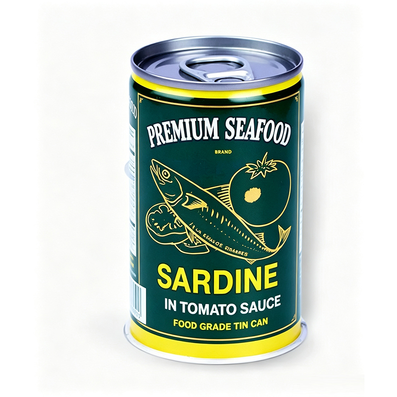200*308 Wholesale #588 Empty Round Sardines Fish Tinplate Metal Tin Can with Easy Open Lids for Seafood Canning