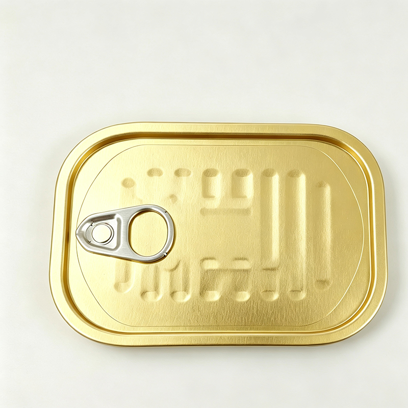 Full-aperture rectangular easy-open tinplate lid ( for 1/4 Club-style cans), suitable for canned seafood such as sardines.