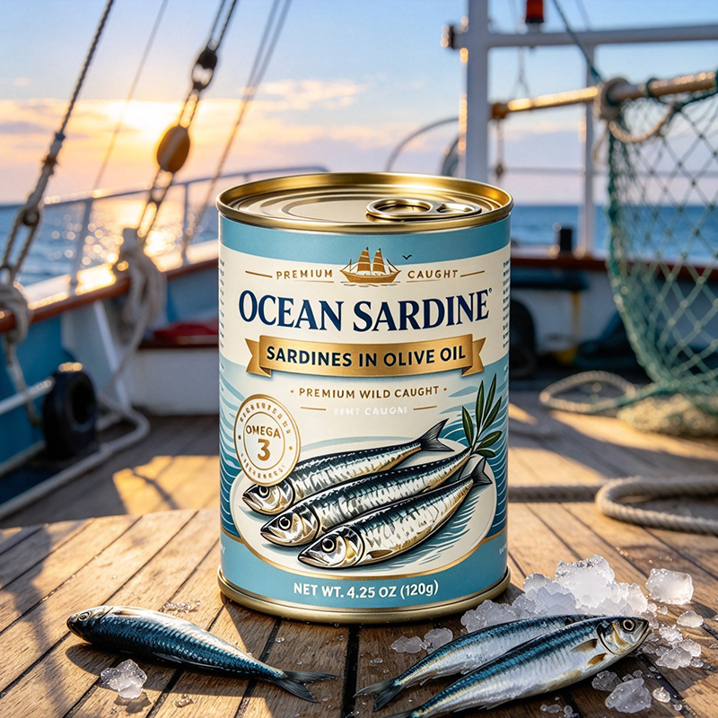 120g（4.25オンス）高級Ocean Sardines用丸型スリーピース金属缶