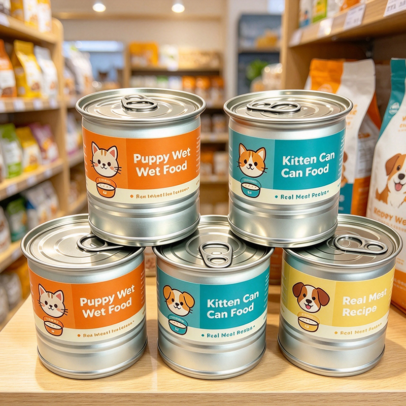 Empty Pet Food Cans with Custom Labels & Easy Open Lids