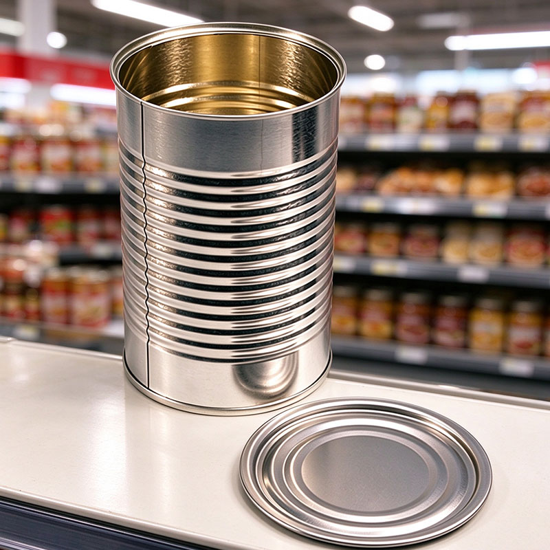 14 oz Empty Metal Food Cans with Standard Solid Lids 300x407 Ribbed Tinplate Storage Containers