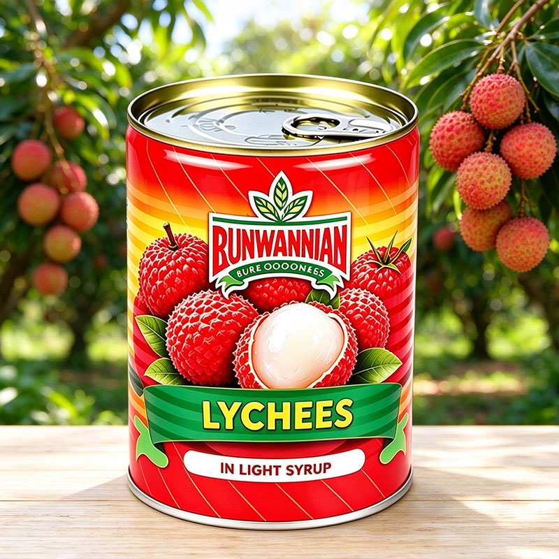 Bulk Empty Tinplate Fruit Cans Three-Piece Metal Lychee in Light Syrup Packaging Containers with Easy-Open Lids