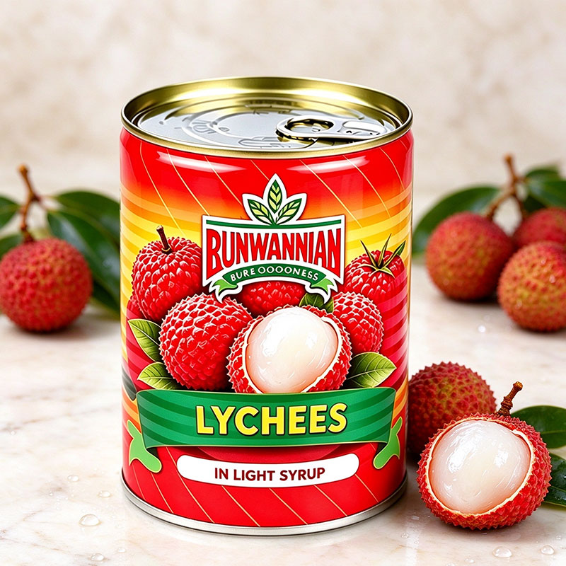 Bulk Empty Tinplate Fruit Cans Three-Piece Metal Lychee in Light Syrup Packaging Containers with Easy-Open Lids